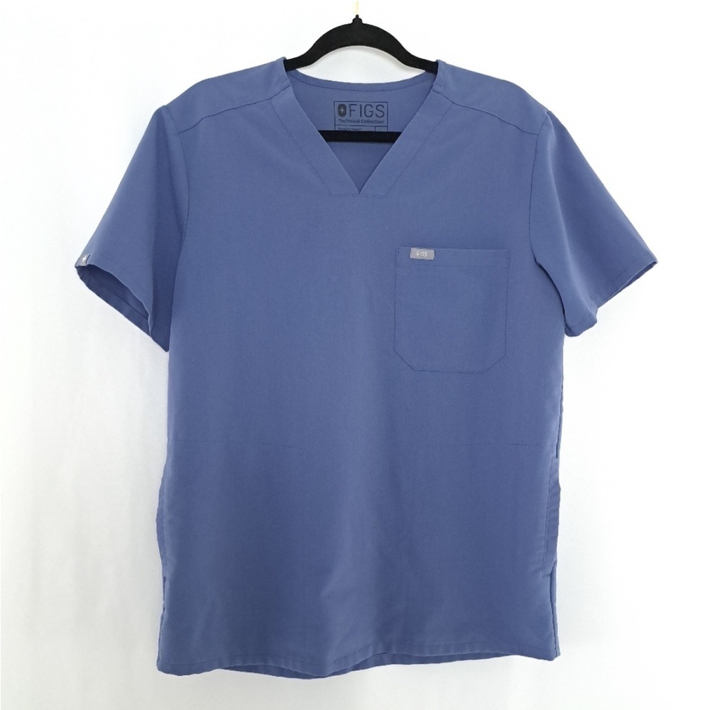 Figs Technical Collection Mens XL Big Sky Chisec Blue 2 Pocket Medical Scrub Top